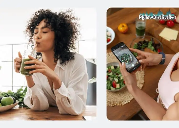 Image of woman looking into her diet and fat freezing Northfield to improve her health